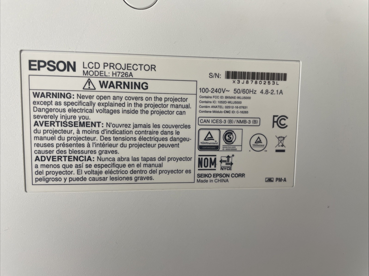 Epson BrightLink Pro 1460ui with remote touch unit tch cable and pen