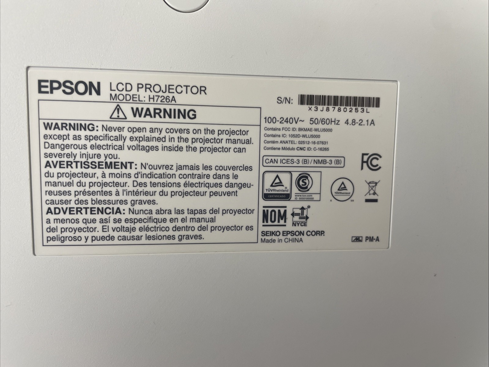 Epson BrightLink Pro 1460ui with remote touch unit tch cable and pen