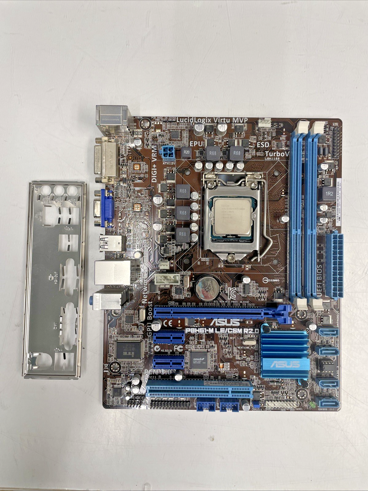 🔥ASUS P8H61M LE/CSM R2.0 LGA 1155 w cpu G2020 and shield +