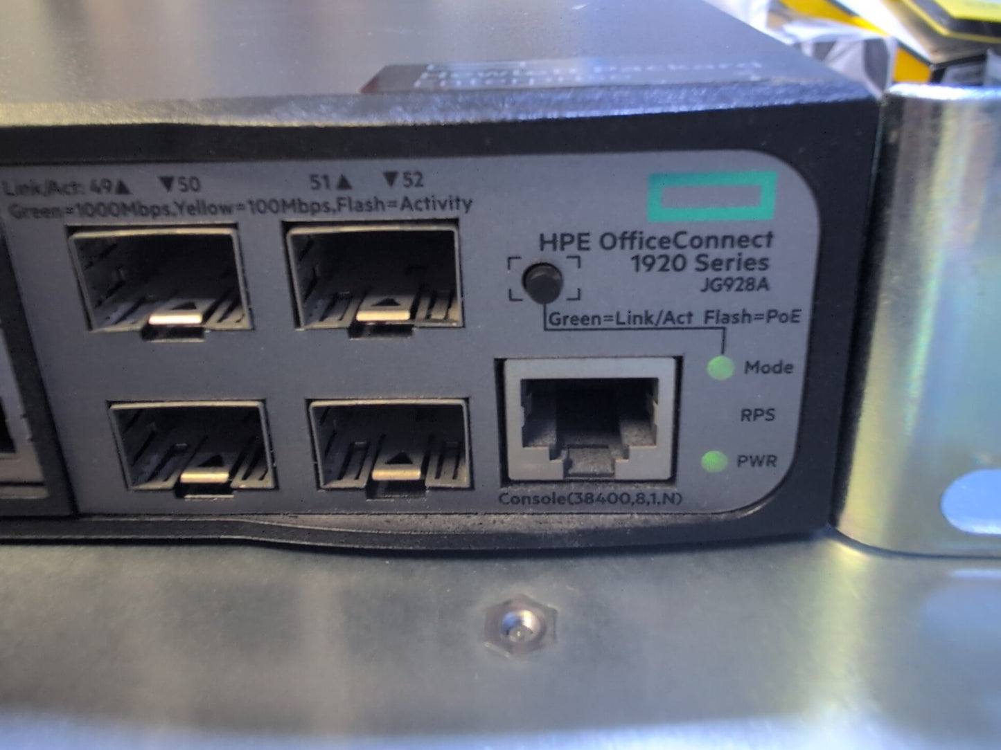 🔥 HPE 1920 JG928A 48-Port POE+ GBE Rackmount Switch With Ears Tested -