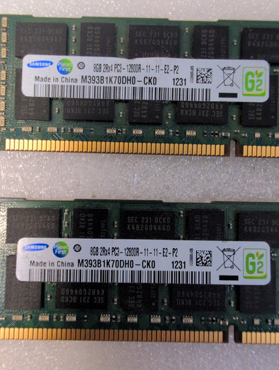 🎸 Samsung 16GB (2x8GB) PC3-12800R DDR3 ECC Registered Server RAM M393B1K70DH0-