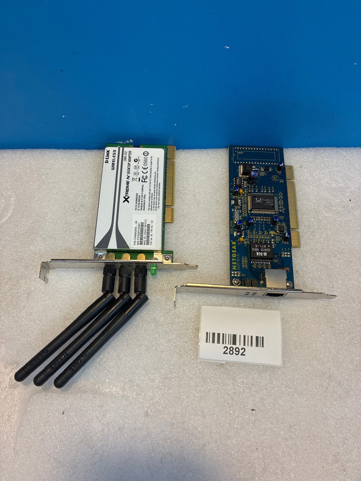 Lot of 2 Gigabit 🔥 Wireless D-Link DWA-552 & Netgear GA311 PCI Network Cards
