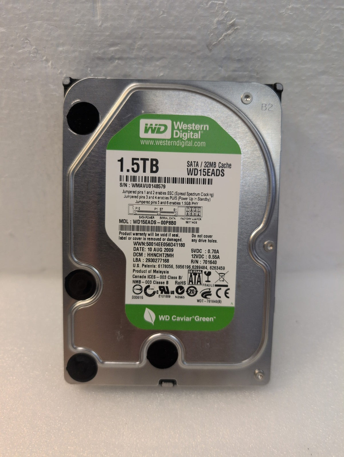 🎸 Western Digital WD15EADS-00P8B0 1.5TB SATA 3.5in HDD (17 days used time)