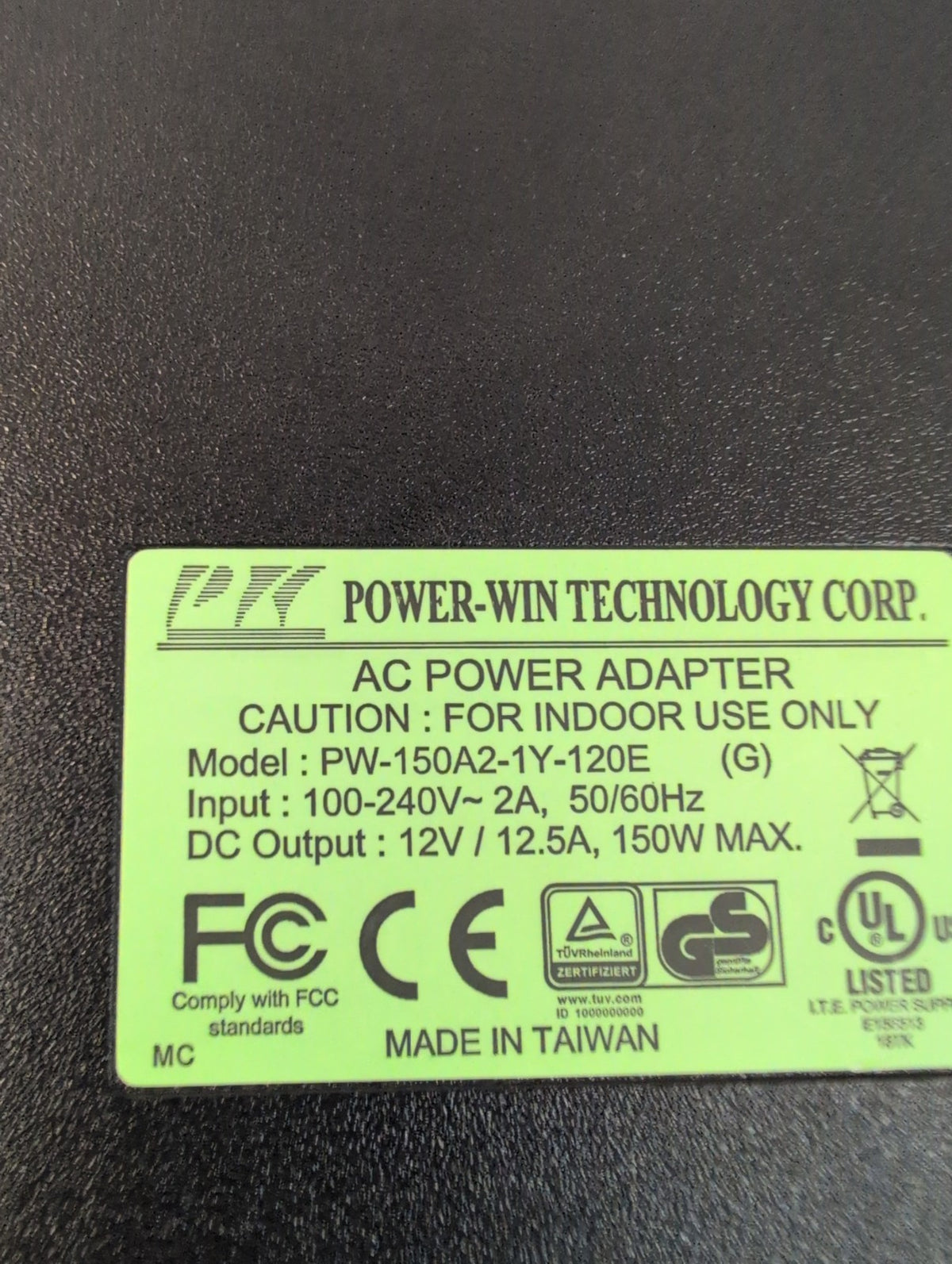 🎸 Power-Win PW-150A2-1Y-120E AC Power Adapter 12V 12.5A 150W