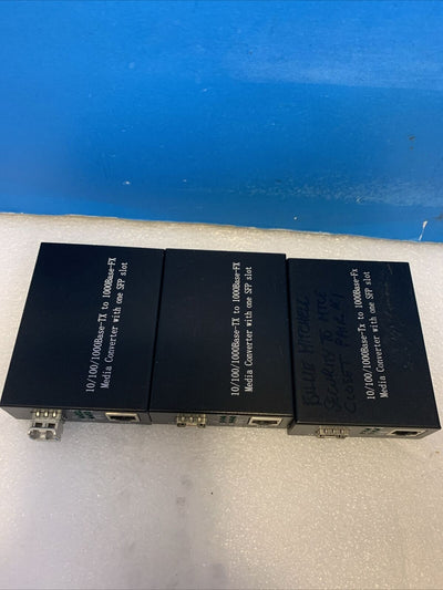 Lot of 3 Media Converter 10/100/1000Base-TX to 1000Base-FX with one SFP slot