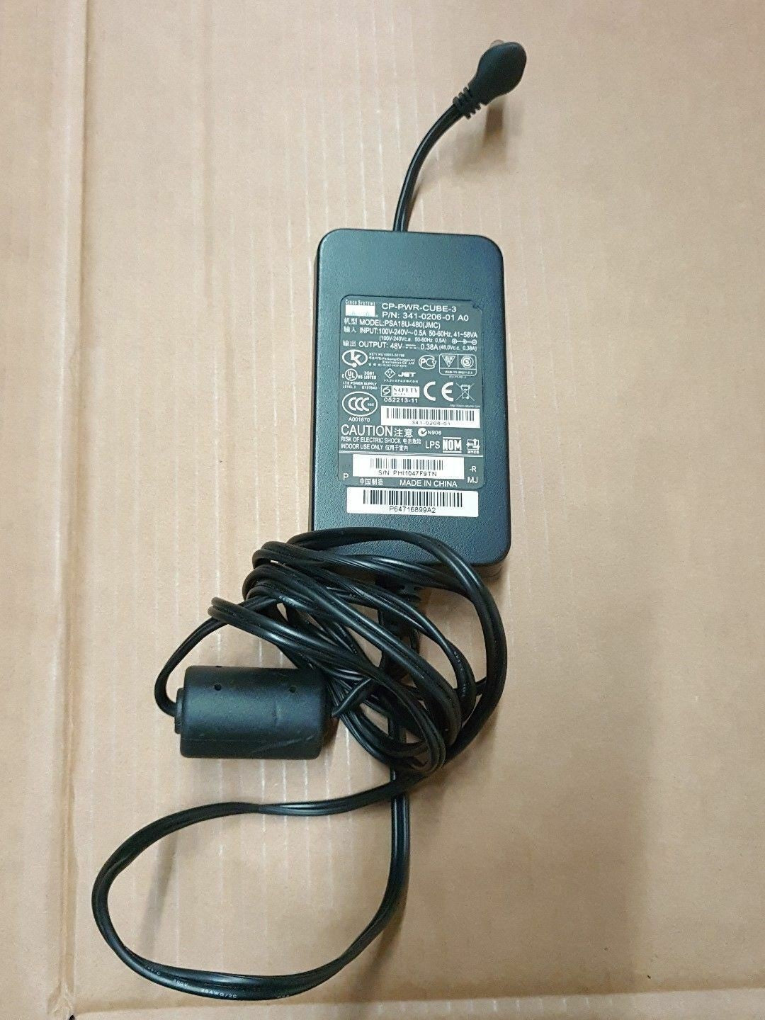 - CISCO PSA18U-480 EADP-18CB POWER SUPPLY For 7965 79xx, 48V 0.38A AC adapter 