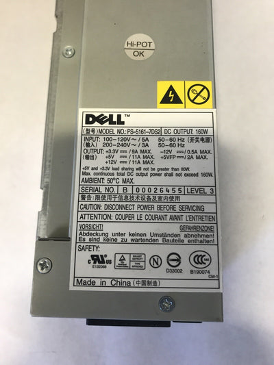 DELL POWER SUPPLY 160W D6370 3N200 P2721 U5427 3Y147 PS-5161 HP-L161NF3P TESTED