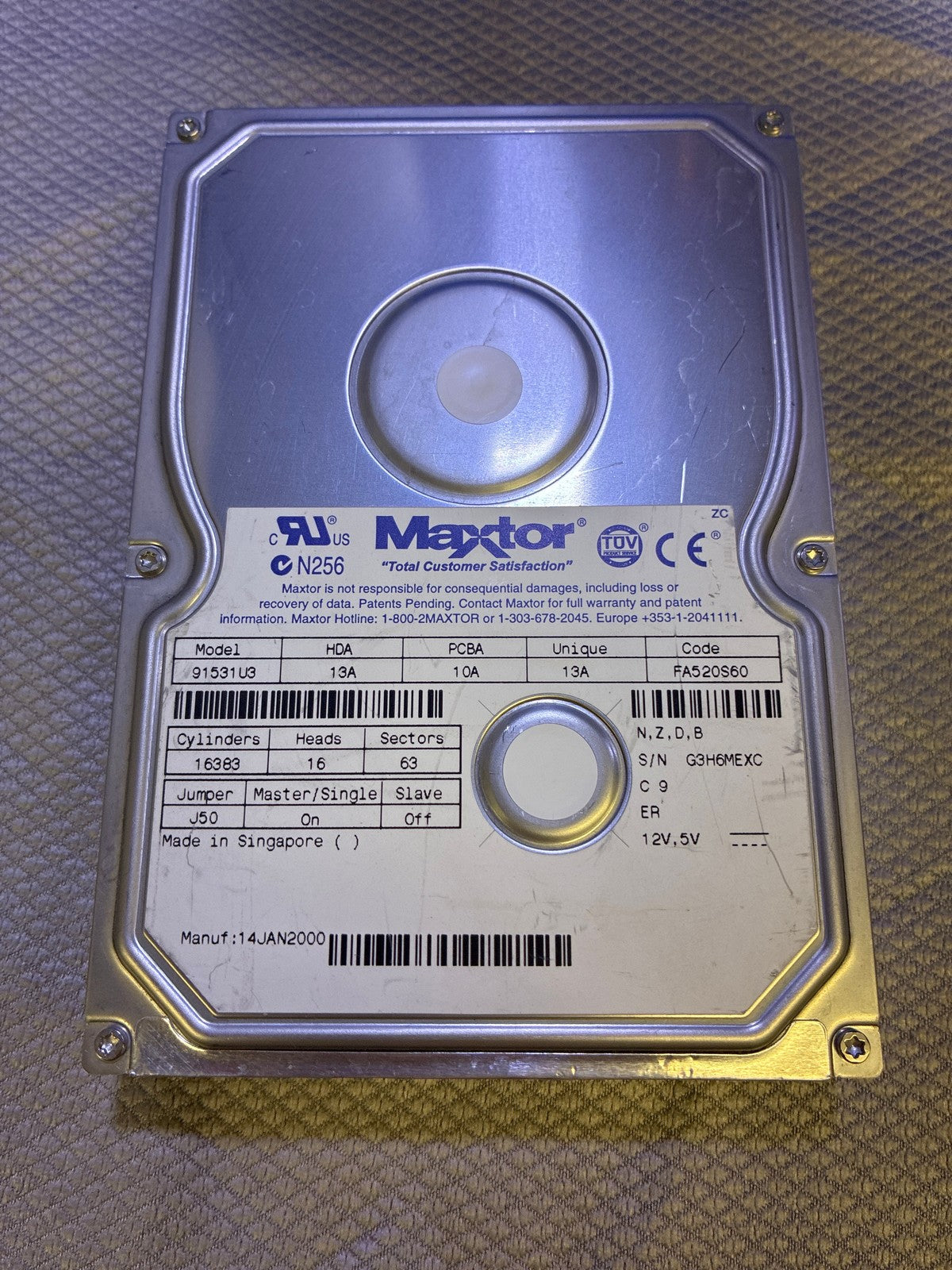 🔥 Maxtor 91531U3 15.3GB 3.5" IDE Hard Drive ATA 40-Pin Vintage 2000