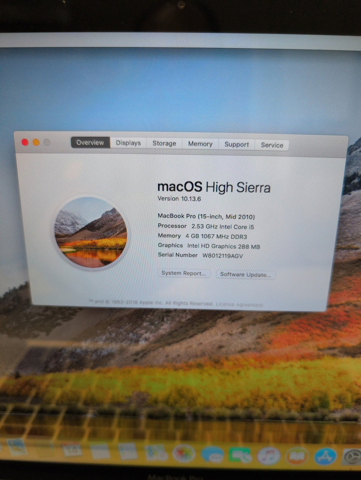 🎸 Apple MacBook Pro 15-inch A1286 2010 2.53GHz i5 4GB 500GB (NO BATTERY )