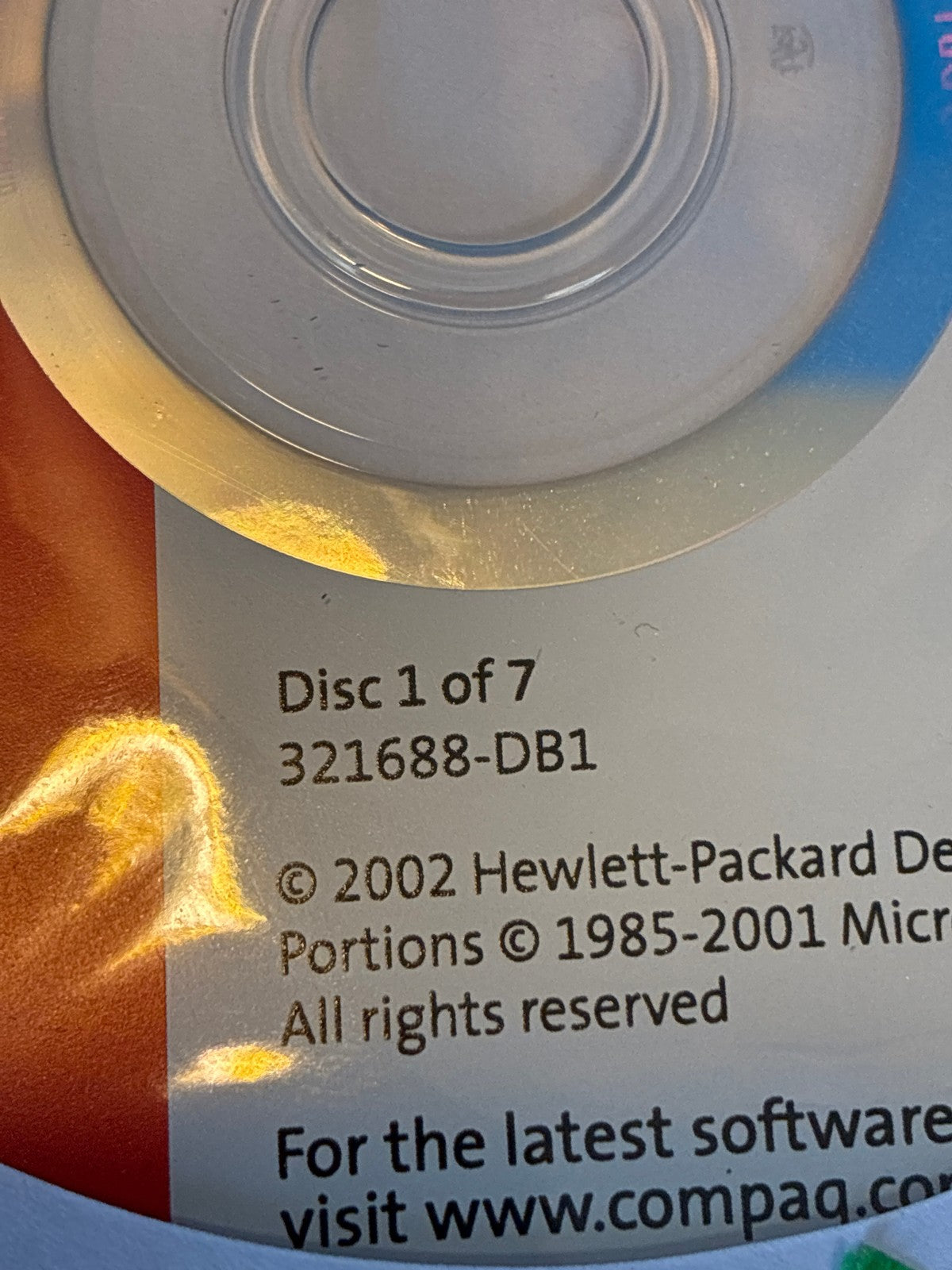 🔥 Compaq QuickRestore Windows XP Home SP1 Recovery CD 321688-DB1 3 of 7 Discs