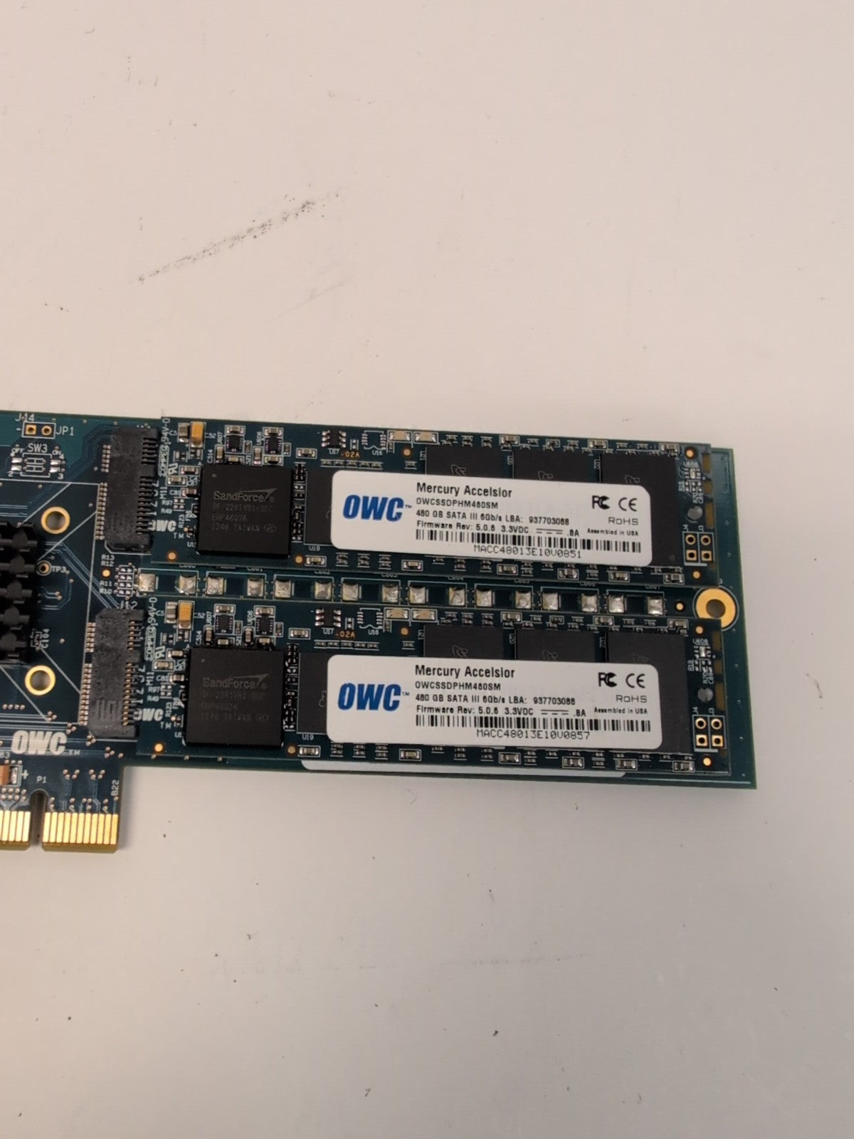 OWCSSDPHW2R960 OWC Mercury Accelsior PCI-E Card With 2x 480GB SSD Tested -