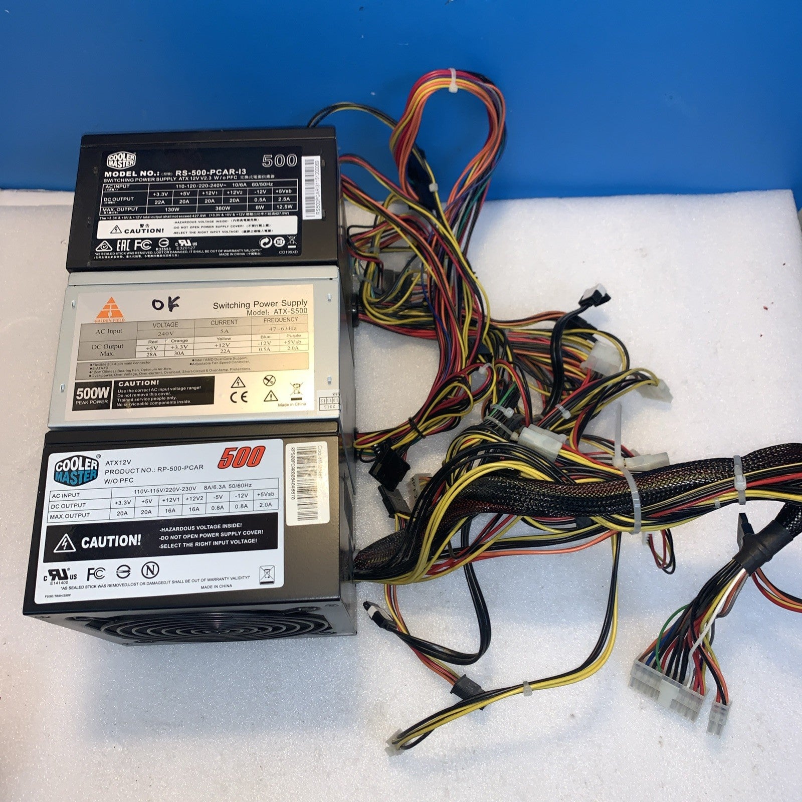 3x desktop 500W power supply (2 of 3 have PCIE)