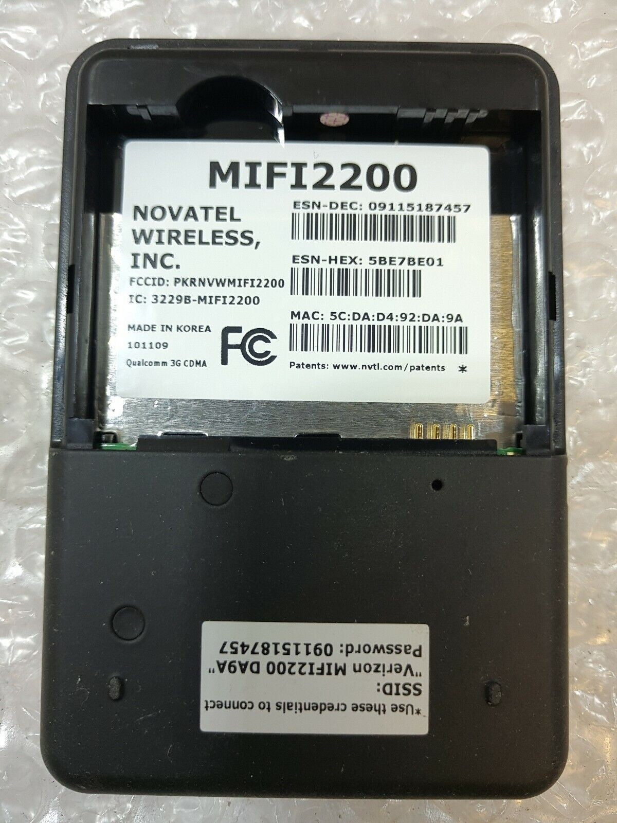 - Verizon Wireless - Novatel MiFi 2200 - Black - 3G Mobile Data WiFi Hotspot