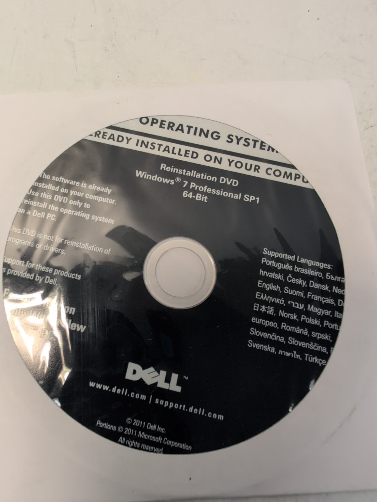 🔥 DELL MS Windows 7 Professional  SP1 64-bit English Disk DVD (No Key) -