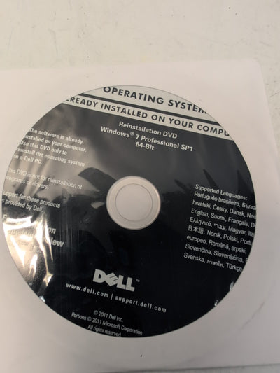 🔥 DELL MS Windows 7 Professional  SP1 64-bit English Disk DVD (No Key) -