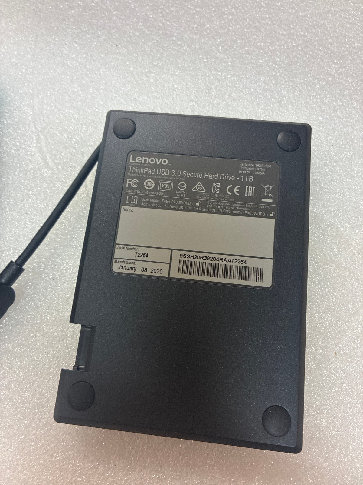 🔥 Lenovo ThinkPad USB 3.0 Secure Hard Drive 1TB with PIN Keypad