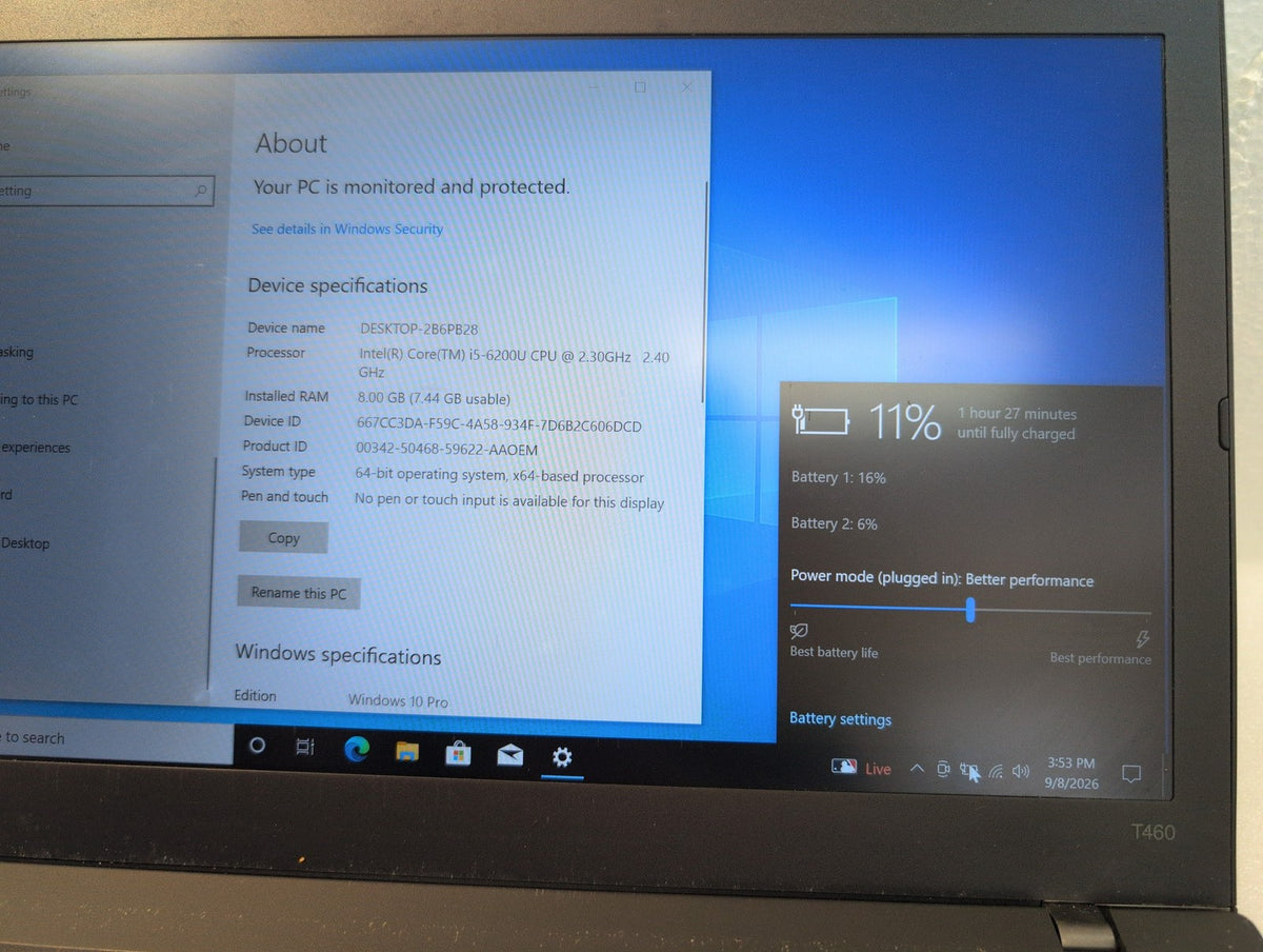 🎸 Lenovo ThinkPad T460 14" Laptop Intel i5-6200U 8GB RAM 180GB SSD Win 10 Pro