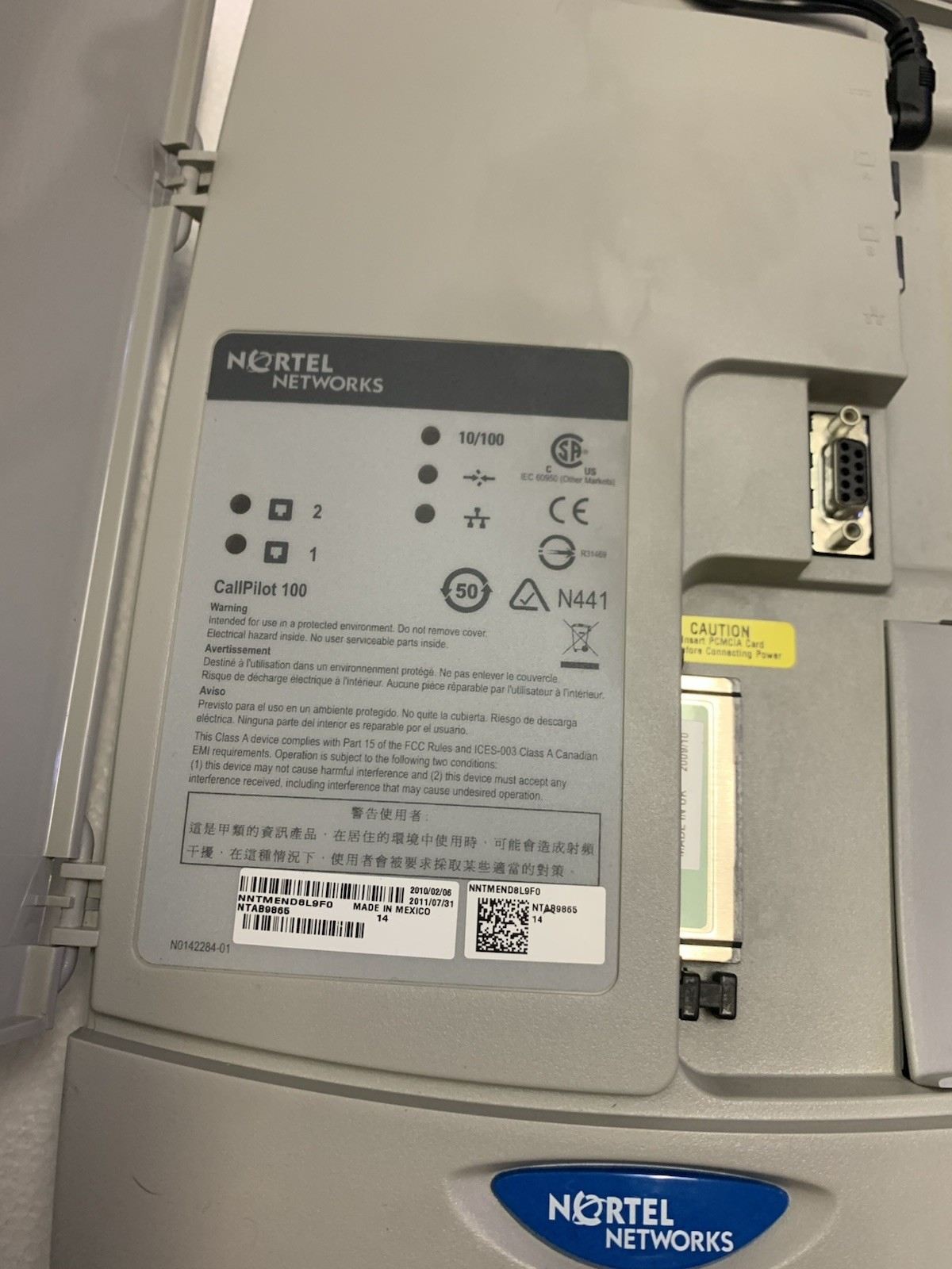 🔥 Nortel Network CallPilot 100 Voicemail System NTAB9866 w/NT5B82DM Flash Card