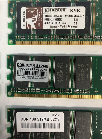 (Lot of 6x) Mixed Brands & Mixed Model DDR1 Desktop DIMM Memory ~