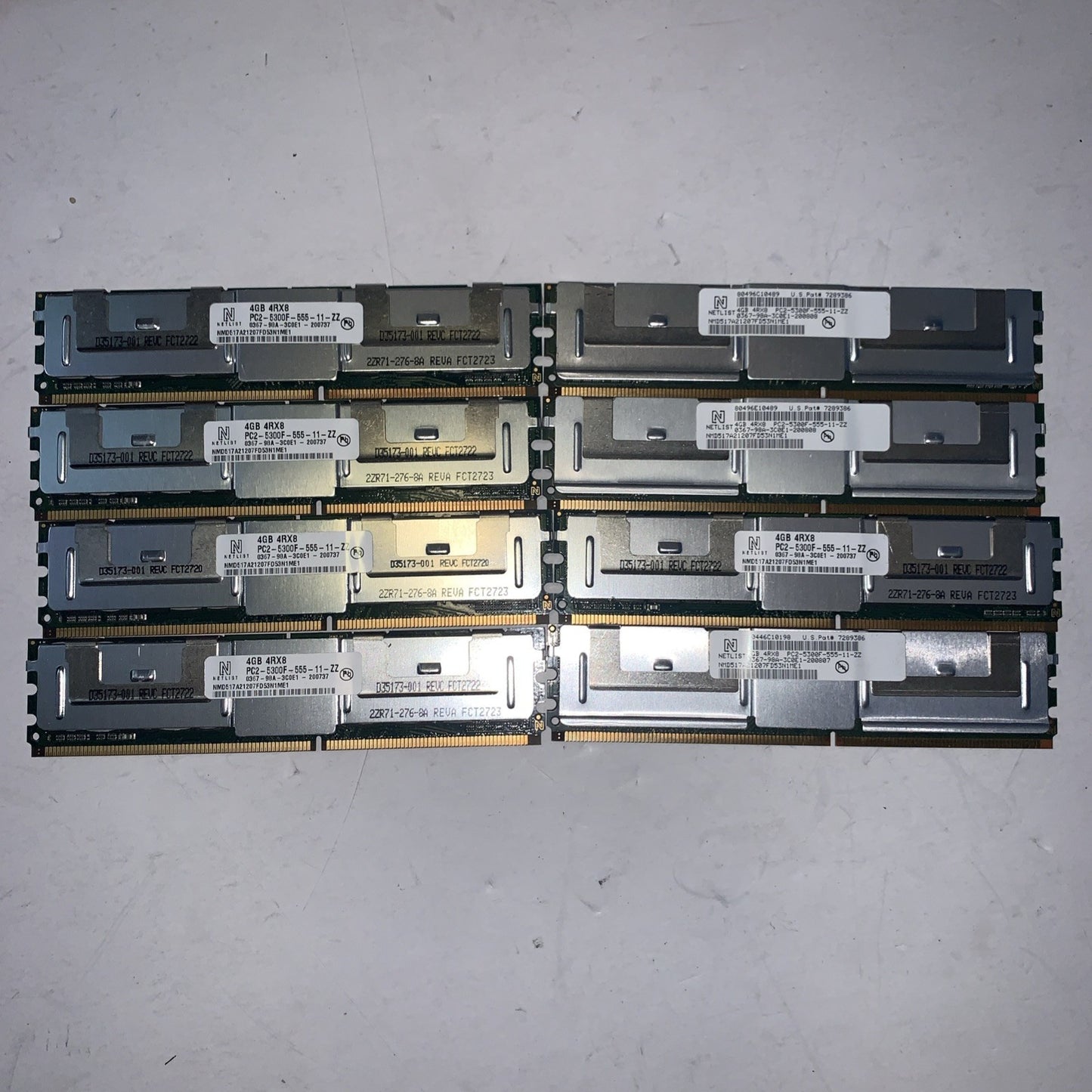 Lot of 8 Netlist 4GB PC2-5300F DDR2 ram memory (for servers & Apple)