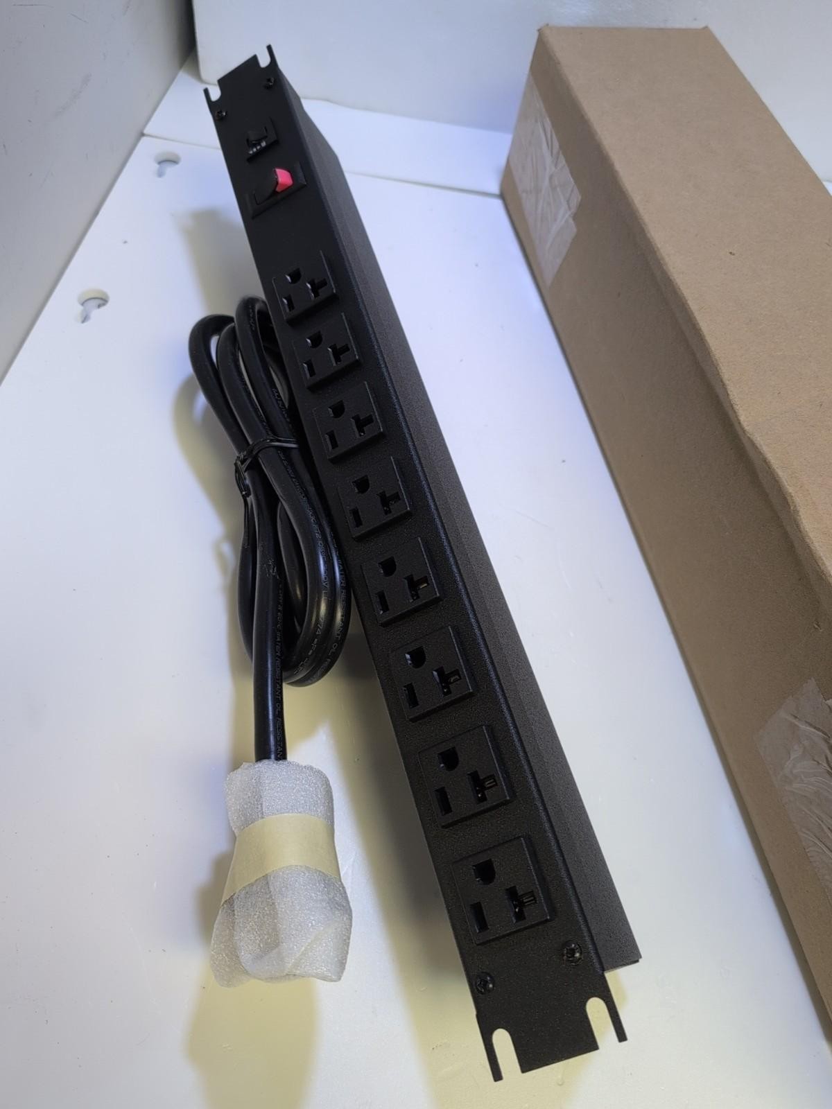 NEW Hammond 1589H8F1 BKRF Wall Mount Rack Power Strip 8-Outlet 120v 20A -