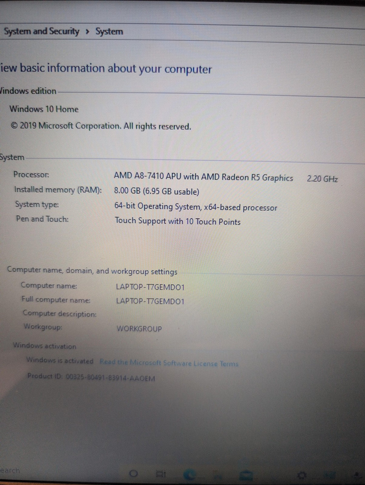 🎸 HP 15 Notebook 15.6in TOUCH LAPTOP AMD A8-7410 8GB RAM 1TB HDD Win10
