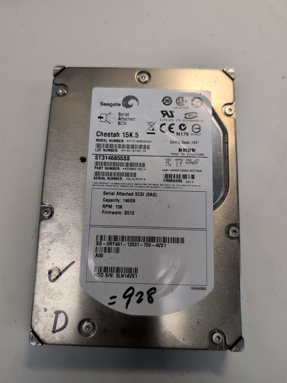 🔥Dell RY491 0RY491 ST3146855SS 146GB 15K RPM 3Gb/s 3.5" SAS SERVER HDD -