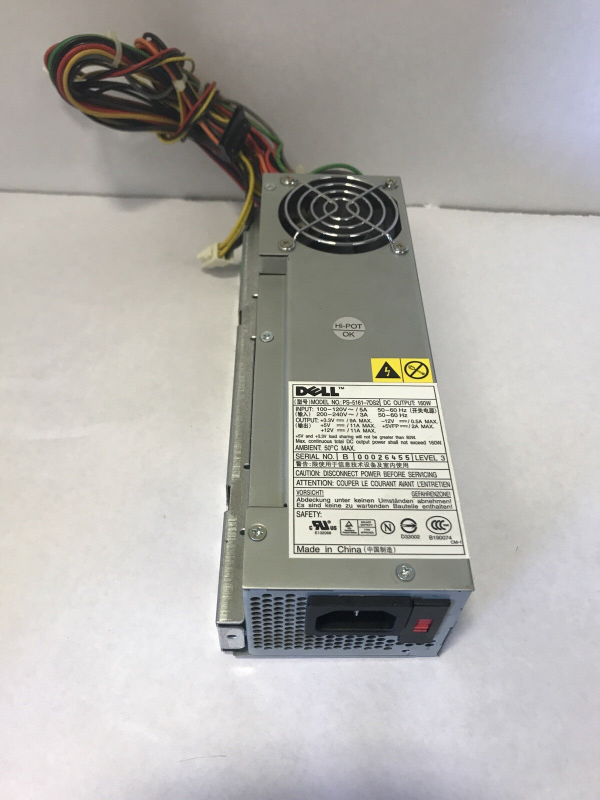DELL POWER SUPPLY 160W D6370 3N200 P2721 U5427 3Y147 PS-5161 HP-L161NF3P TESTED