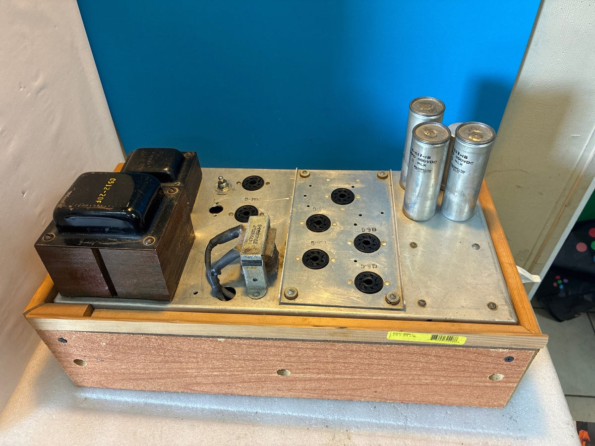 🔥 Vintage Vacuum Tube Amplifier Chassis 6L6-G 5U4-G Wood Frame As-Is Parts