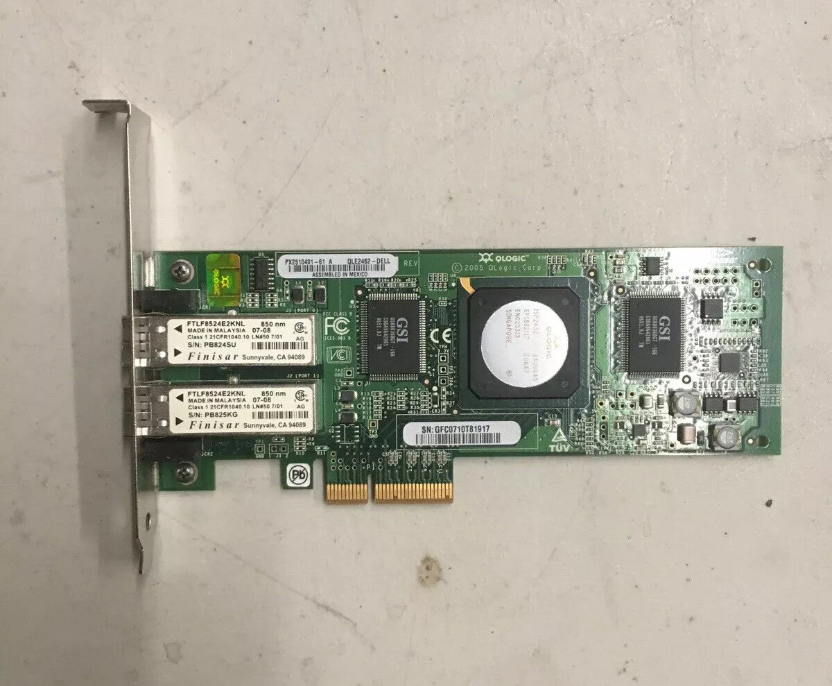 ~ QLOGIC QLE2462 Dual-Port 4GB FIBRE CHANNEL PCI-E # PX2510401-61 A