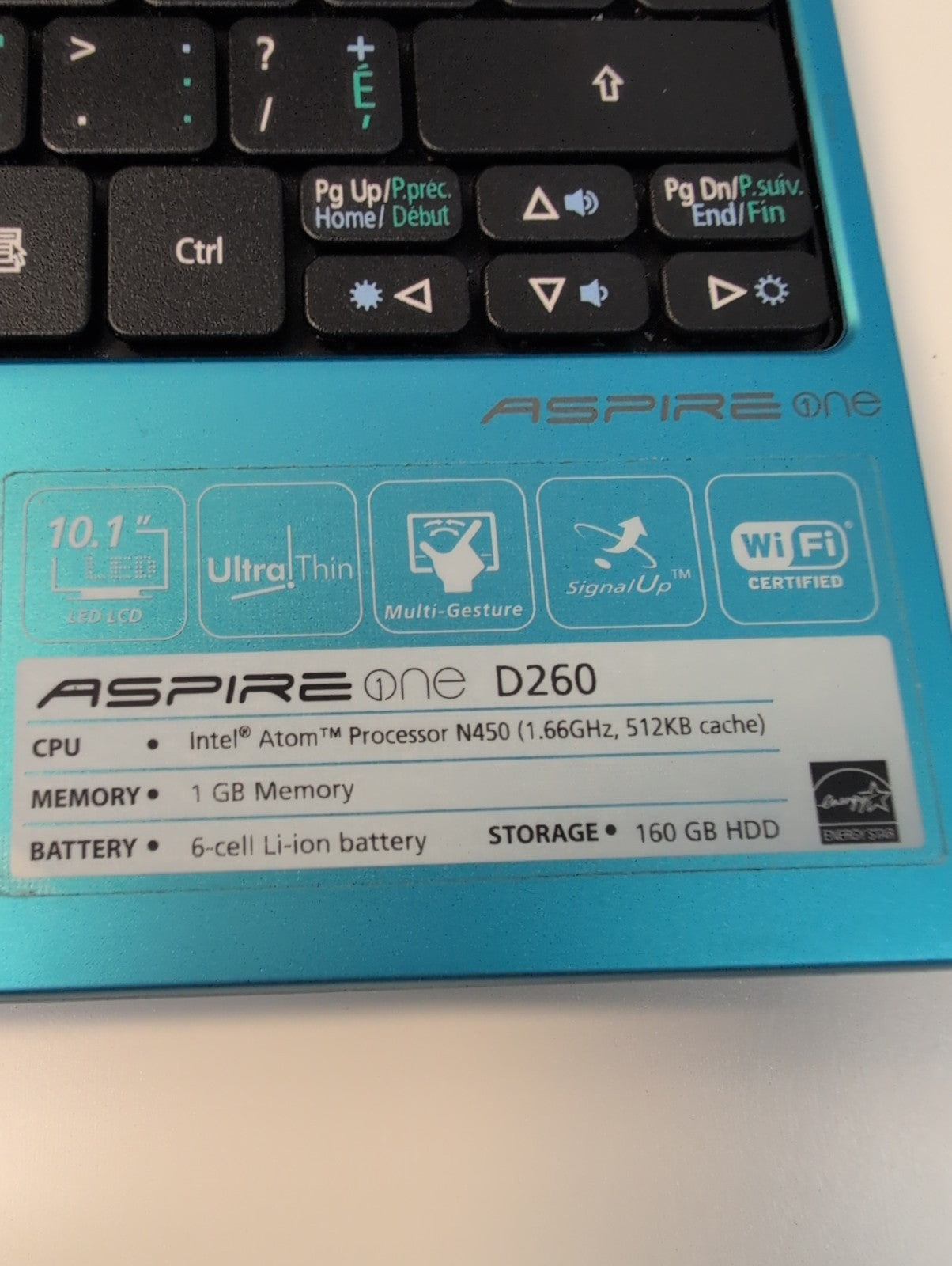 🔥 Acer Aspire One D260 10.1” Laptop Atom N450 CPU/1GB/160GB HDD/WinXP  (READ) -