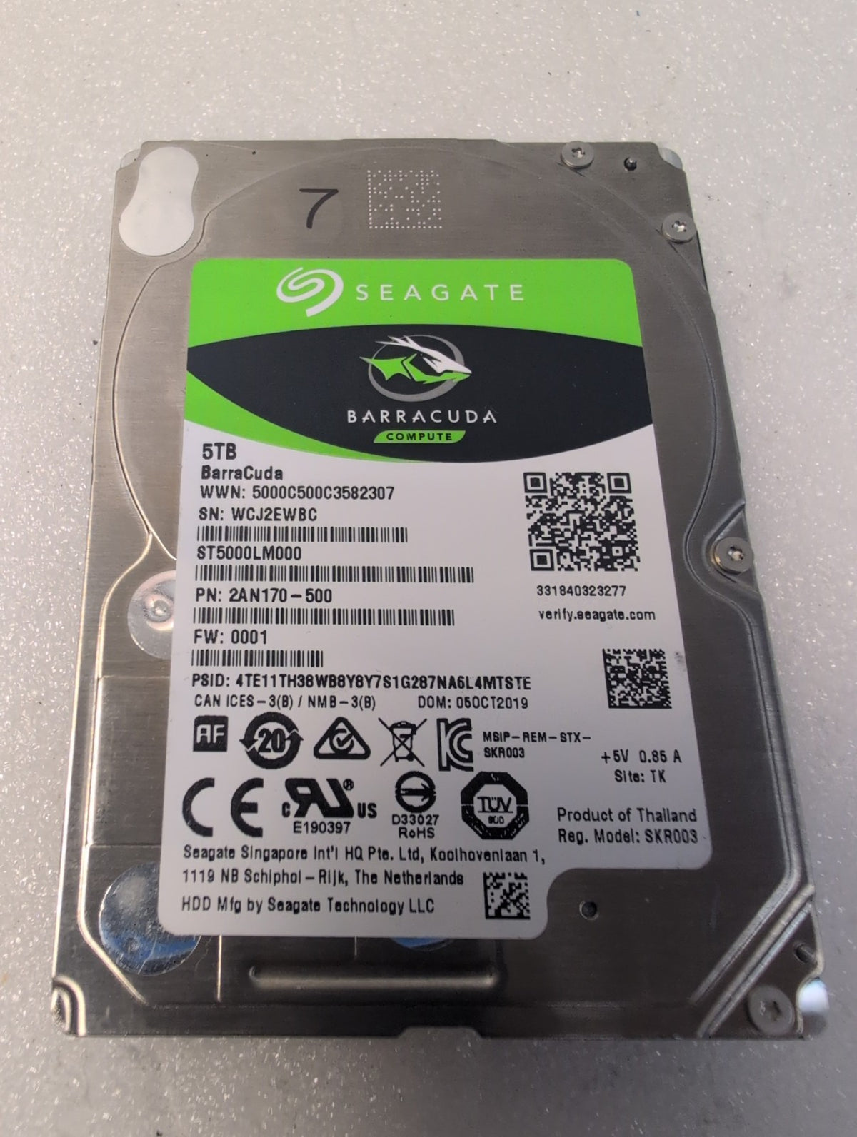 🎸 Seagate BarraCuda ST5000LM000 5TB 2.5" SATA Internal Laptop Hard Drive Tested
