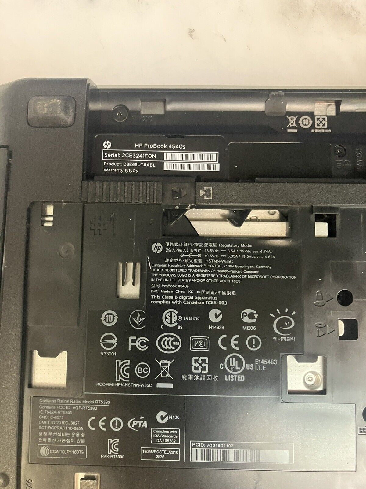HP Probook 4540s 15.6" Laptop Intel CPU / No RAM / No HDD / For Parts, Read ~