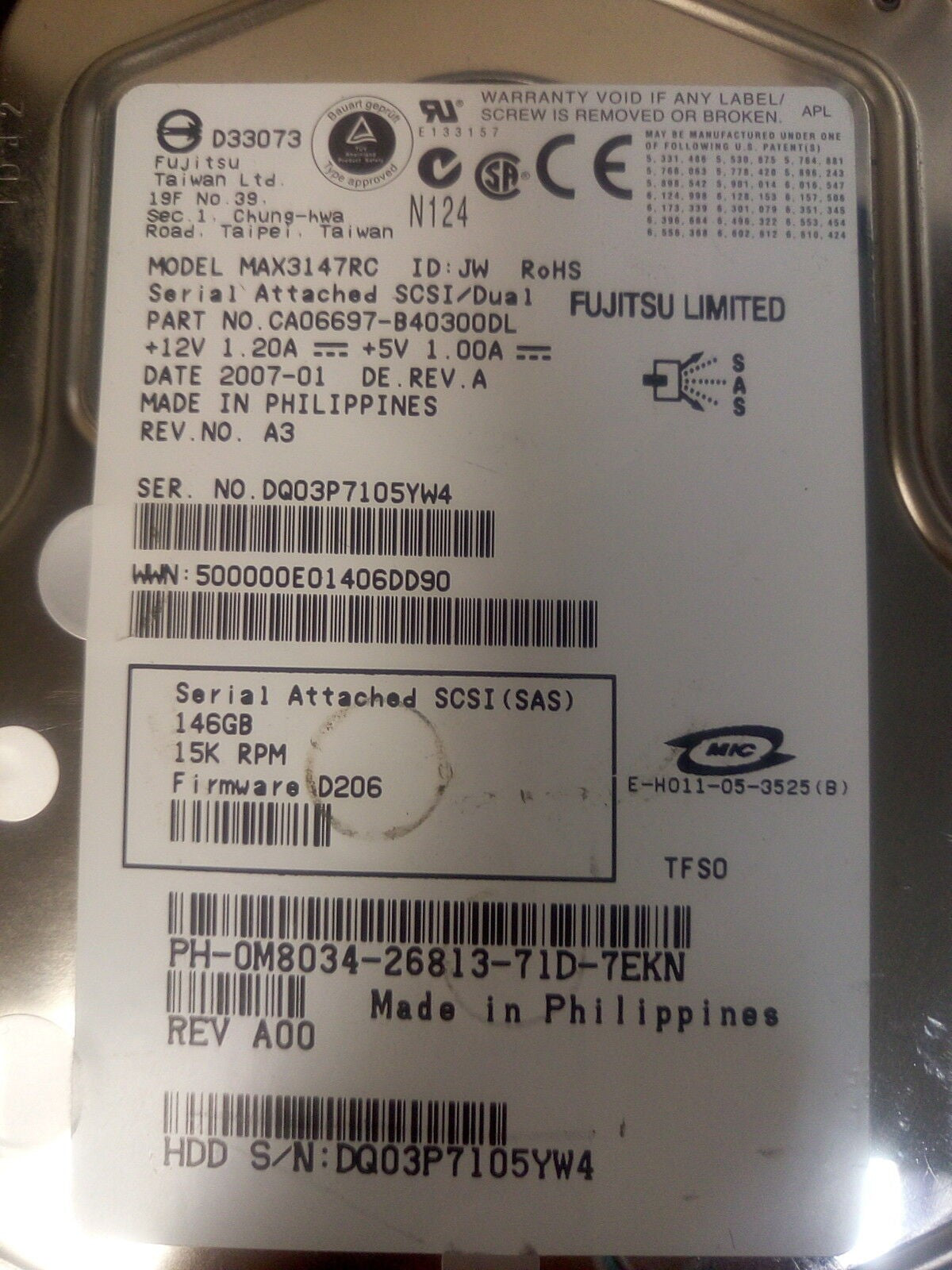 * 3 x MIXED146G SERVER HDD WX063/MAX3147RC/ST3146855SS  W/CADDY F9541