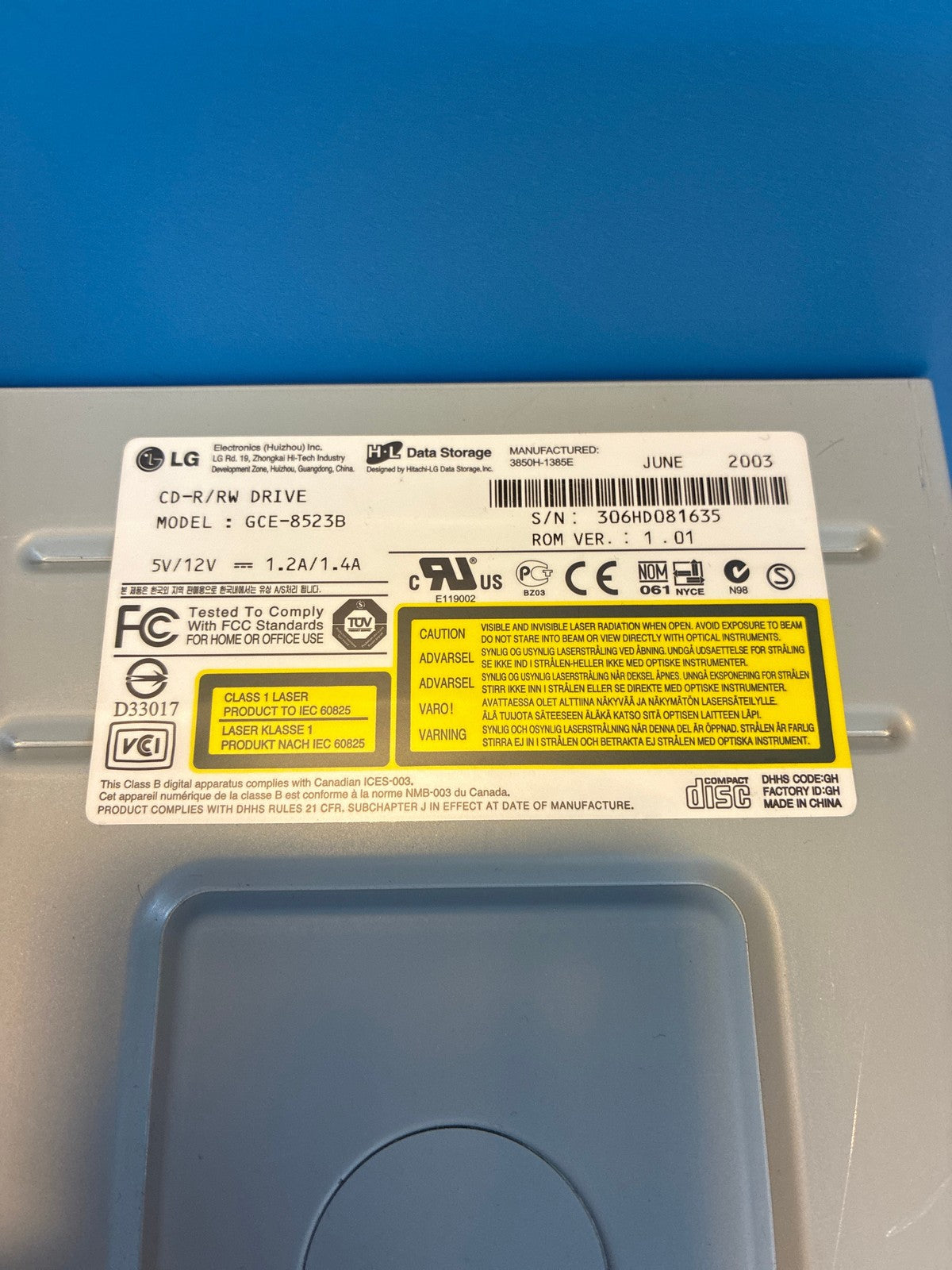 🔥 LG GCE-8523B Internal IDE CD-R/RW Drive 52x24x52x Vintage 5.25"