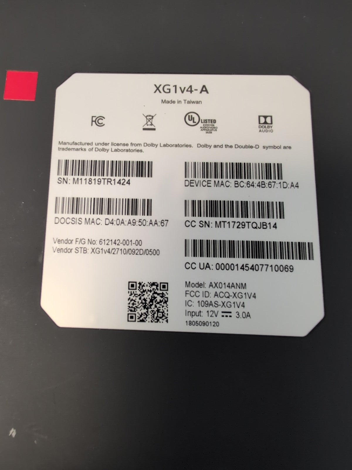 🔥 XFINITY XG1V4-A TV Cable Box TV Player AX014ANM w/ Power Adapter -