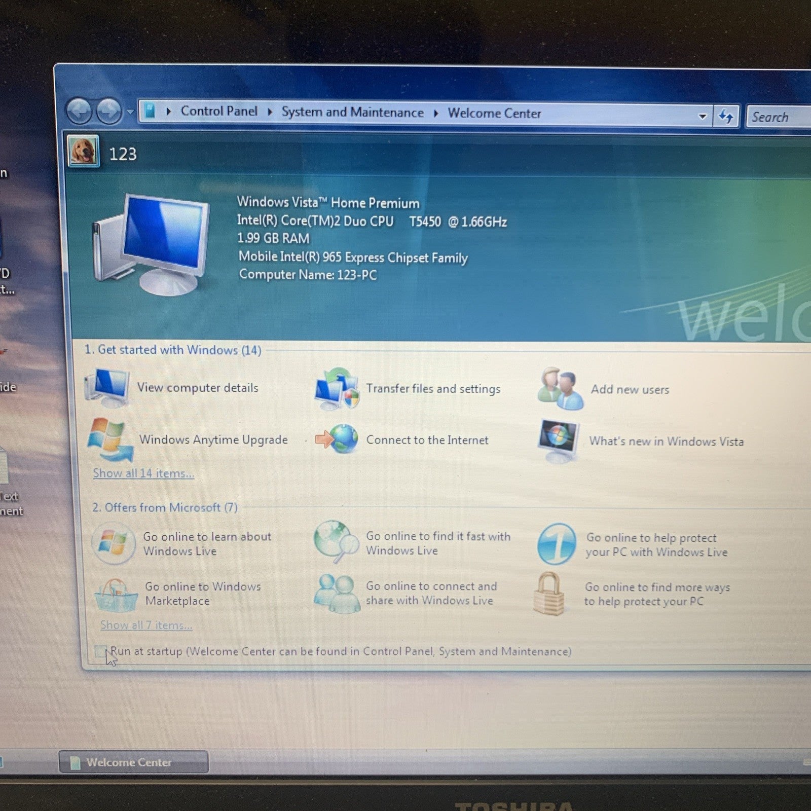 Toshiba Satellite A200-TH1 Intel T5450 2GB 200GB Windows Vista (original) laptop