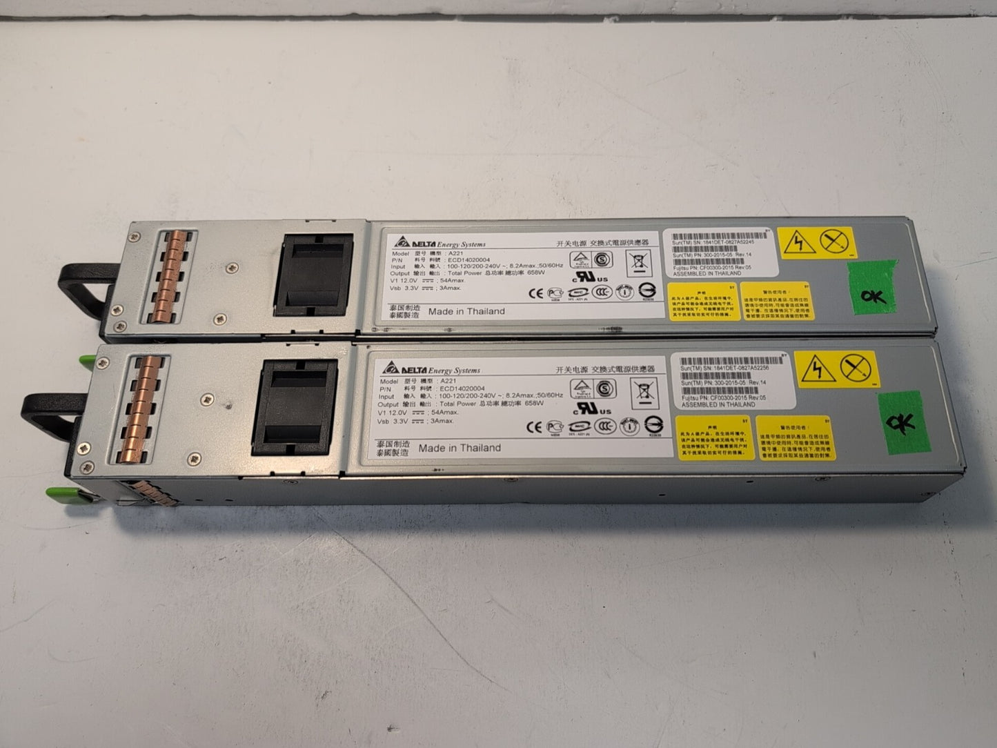 🔥 2x ECD14020004 Delta A221 658W Power Supply 300-2015-05 For SUN X4140 -