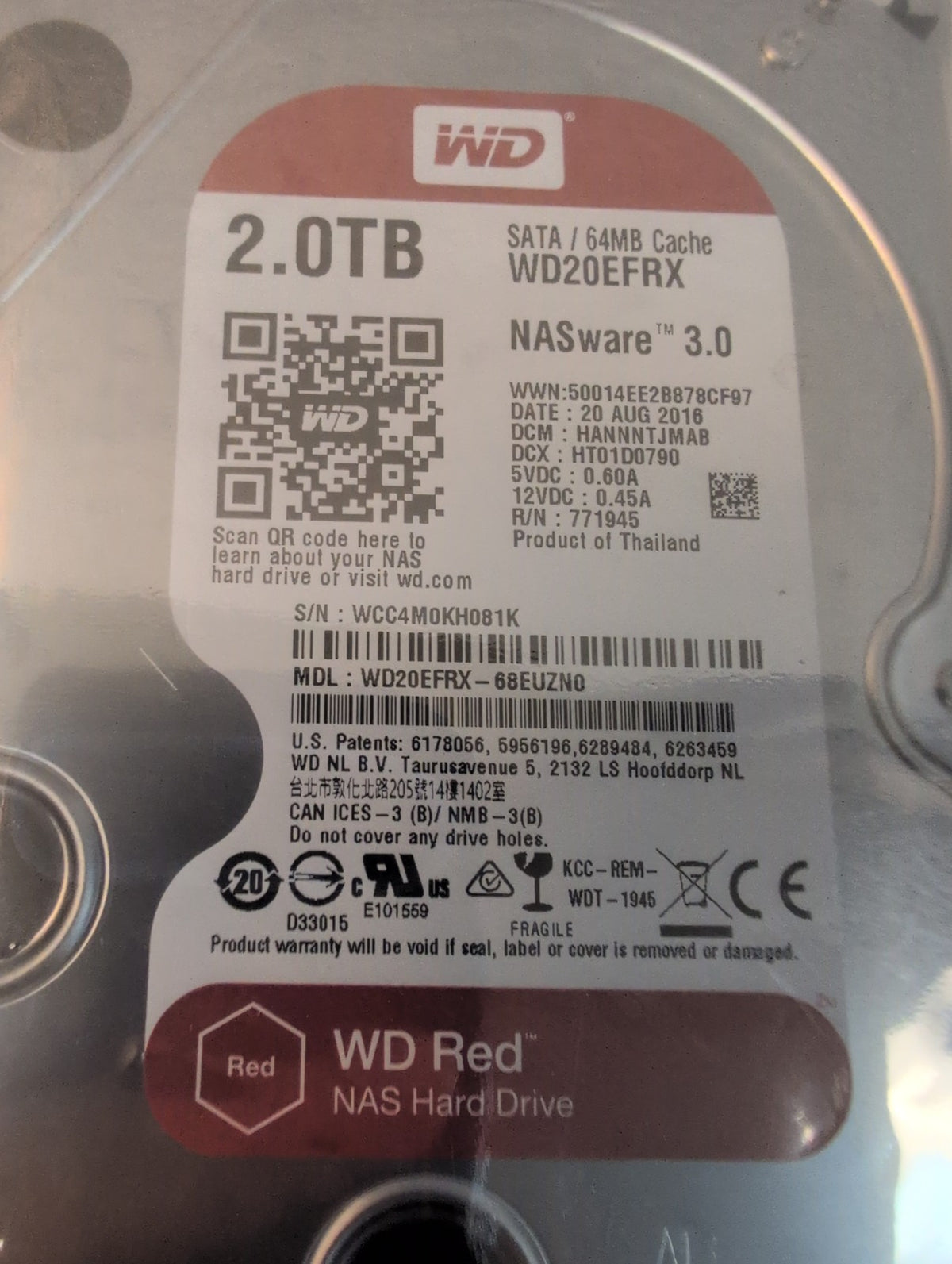 🎸 Western Digital WD Red 2TB NAS Internal Hard Drive WD20EFRX SATA New Sealed
