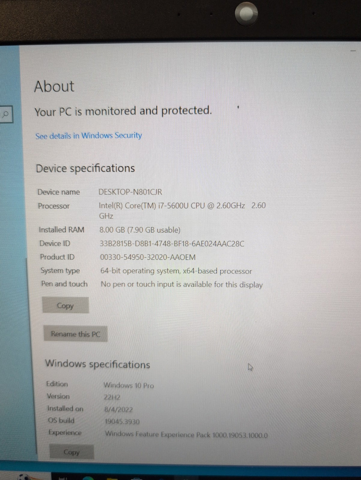 🎸 Toshiba Tecra A50-C 15.6" Laptop i7-5600U /8GB RAM /500GB HDD/Win10 Pro