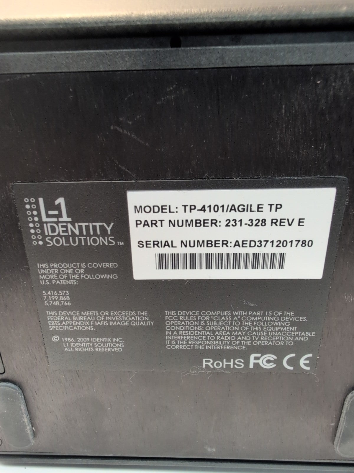 🔥 L-1 Identity Solutions TP-4101 USB Live Scan Device biometric  -