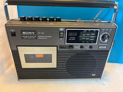 🔥 Sony CF-420 Cassette-Corder Portable Radio PSB/FM/AM Boombox Vintage Japan