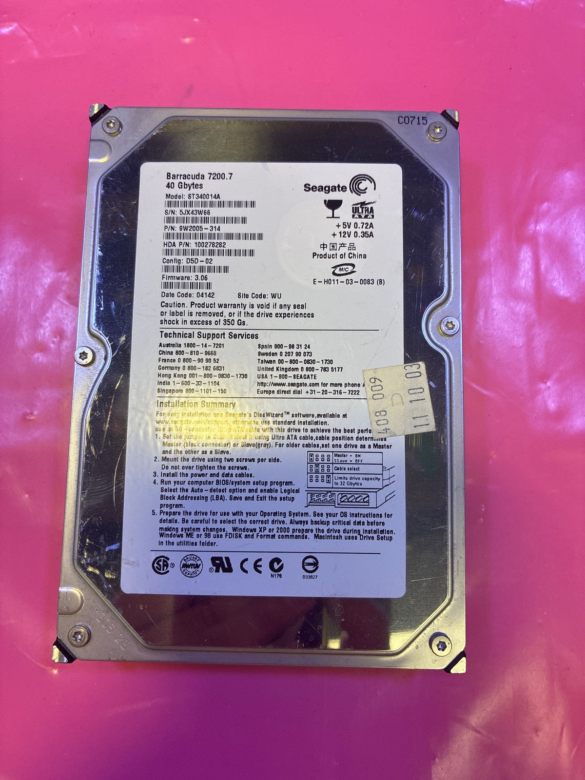 🔥 Seagate Barracuda 7200.7 ST340014A 40GB IDE ATA Desktop Hard Drive 3.5"