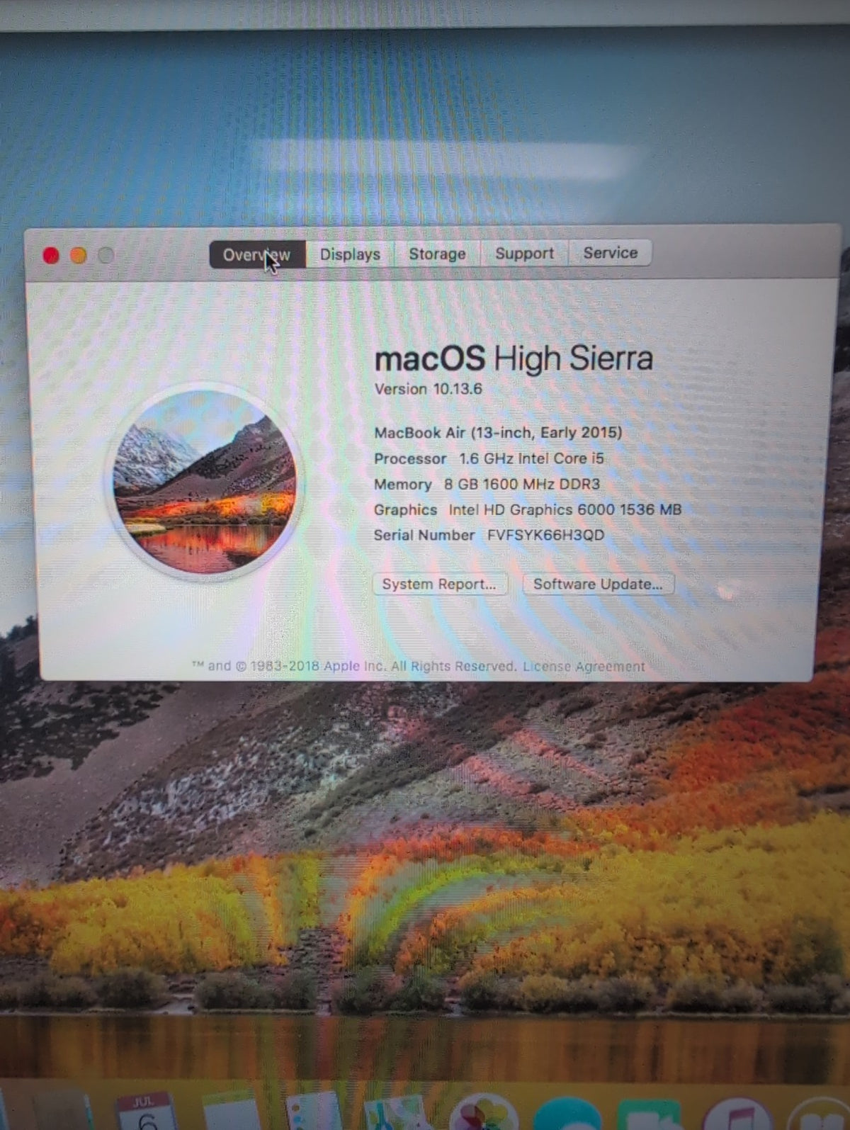  Apple MacBook Air 2015 A1466 13.3"/i5-1.6GHz/8GB/128G SSD/10. 13(NO AC, READ) -