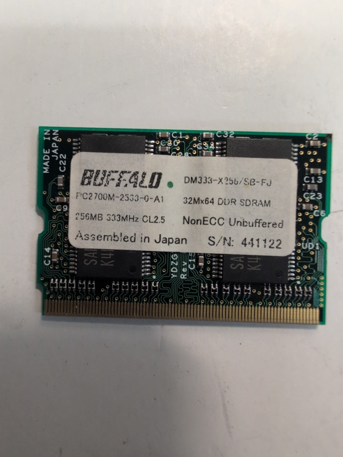 🔥 BUFFALO 256MB DM333-X256 PC2700M-2533 32M x 64 DDR SDRAM For Fujitsu D7010 -