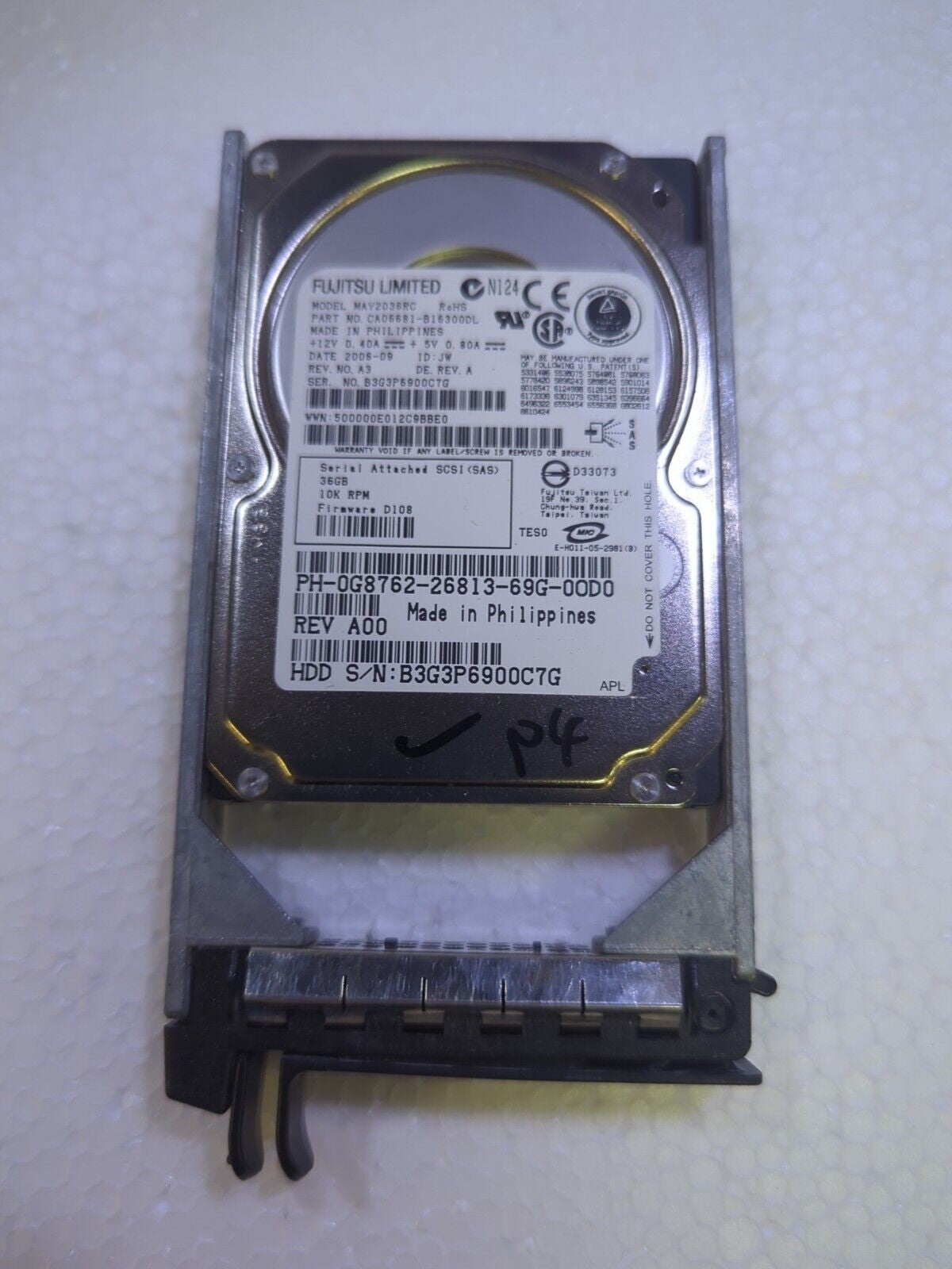 - Dell Fujitsu 36GB 10K 3Gbps SFF 2.5" SAS Hard Drive MAY2036RC G8762 Tested 
