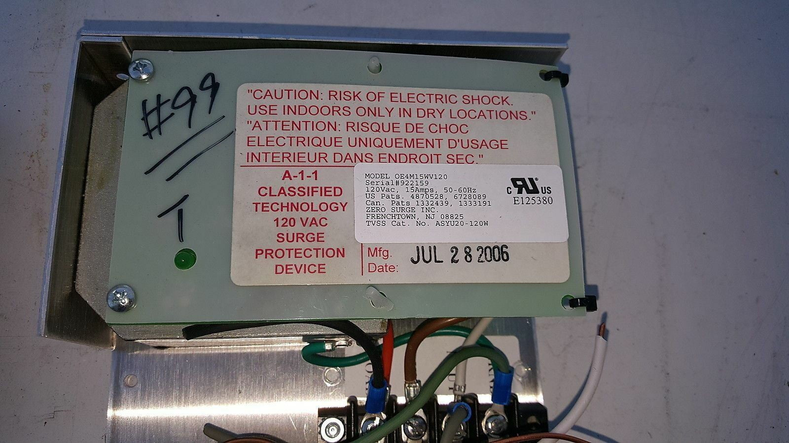 1 x OEM Open Chassis mode surge/noise protection module OE4M15WV120 (120V 15A)