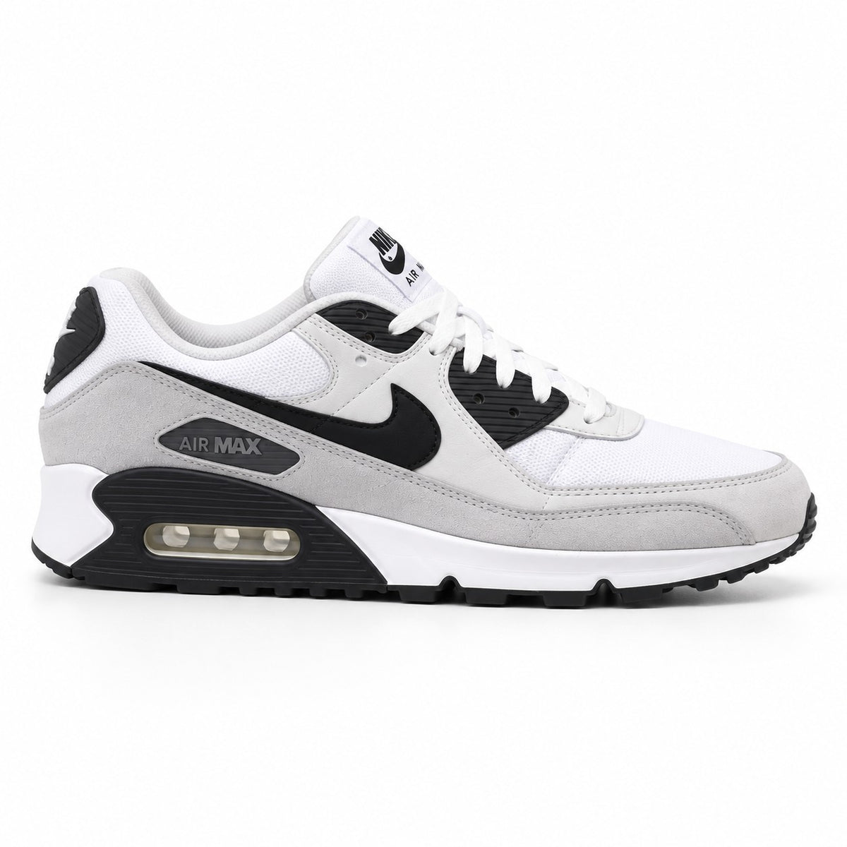 Nike Air Max 90 DM0029-100 White Black Wolf Grey Men's Size 10.5 Athletic Shoes
