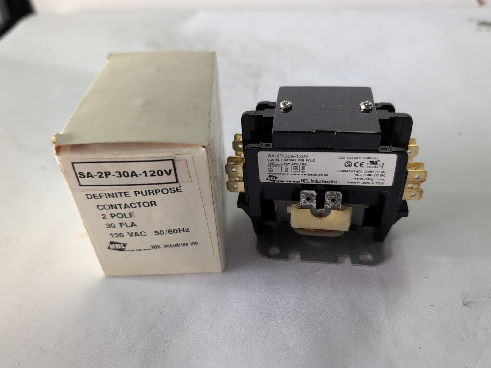 🔥 NEW NDL SA-2P-30A-120V DEFINITE PUPPOSE 2 POLE 30 FLA 120VAC Contactor -