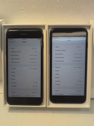 🔥 (NICE) 2x Apple iPhone 7 Plus A1784 128GB  BLACK + BOX Battery 83% Unlocked -